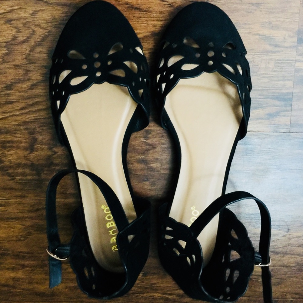 Black flats with strap